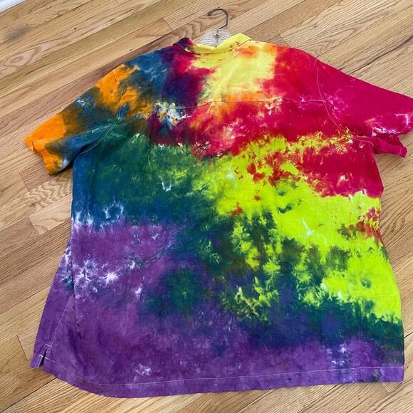 handmade tie dye unisex XXXL 3X camp shirt rainbow galaxy - Picture 9 of 10